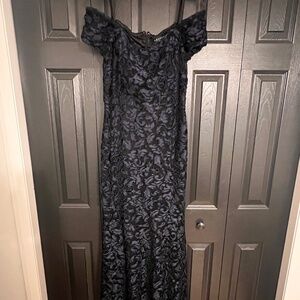 Laundry Size 10 Women's Blue Lace Off-The-Shoulder (with shoulder straps) Gown